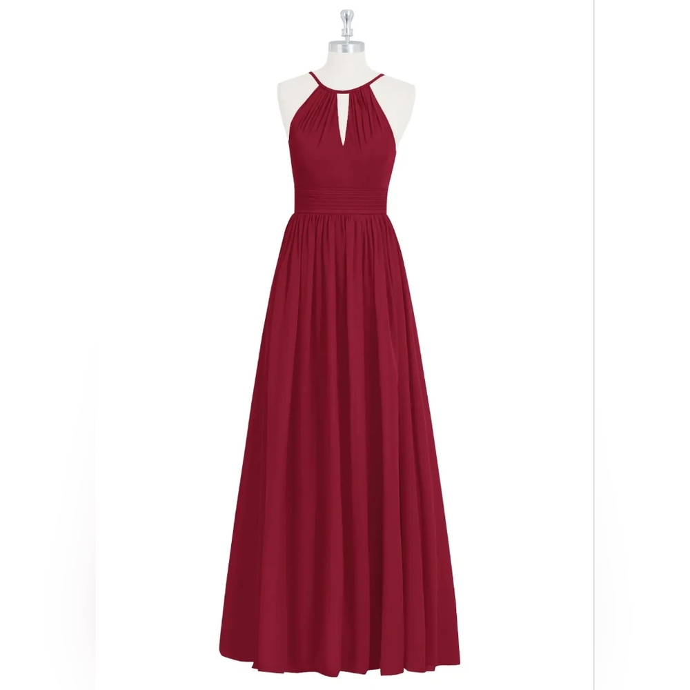 Azazie Cherish Burgundy A-Line Pleated Chiffon Bridesmaid Dress